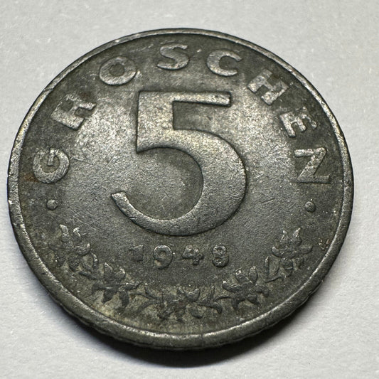 1948 Austria 5 Groschen - Beautiful Coin - #A-011