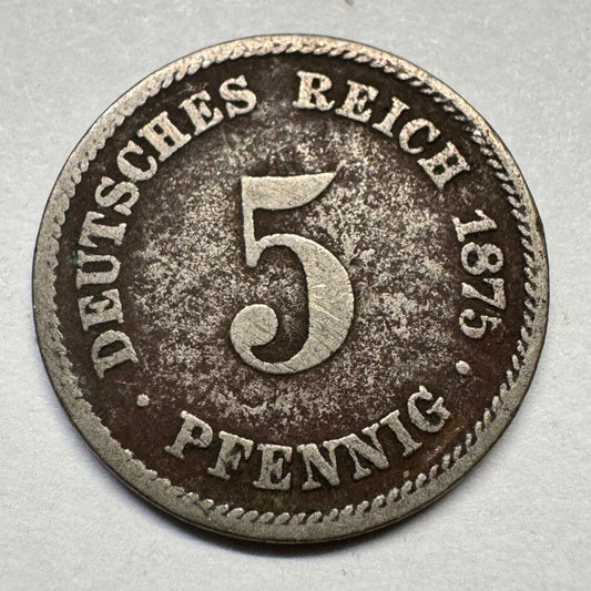 1875 Germany 5 Pfennig - Beautiful Coin - #A-093
