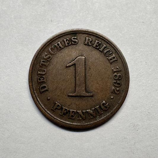 1892 Germany 1 Pfennig - Beautiful Coin - #B-014