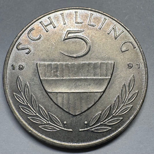 1991 Austria 5 Schilling - Beautiful Coin - #A-073