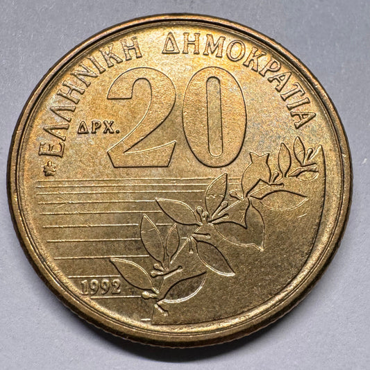 1992 Greece 20 Drachmes - Beautiful Coin - #A-022