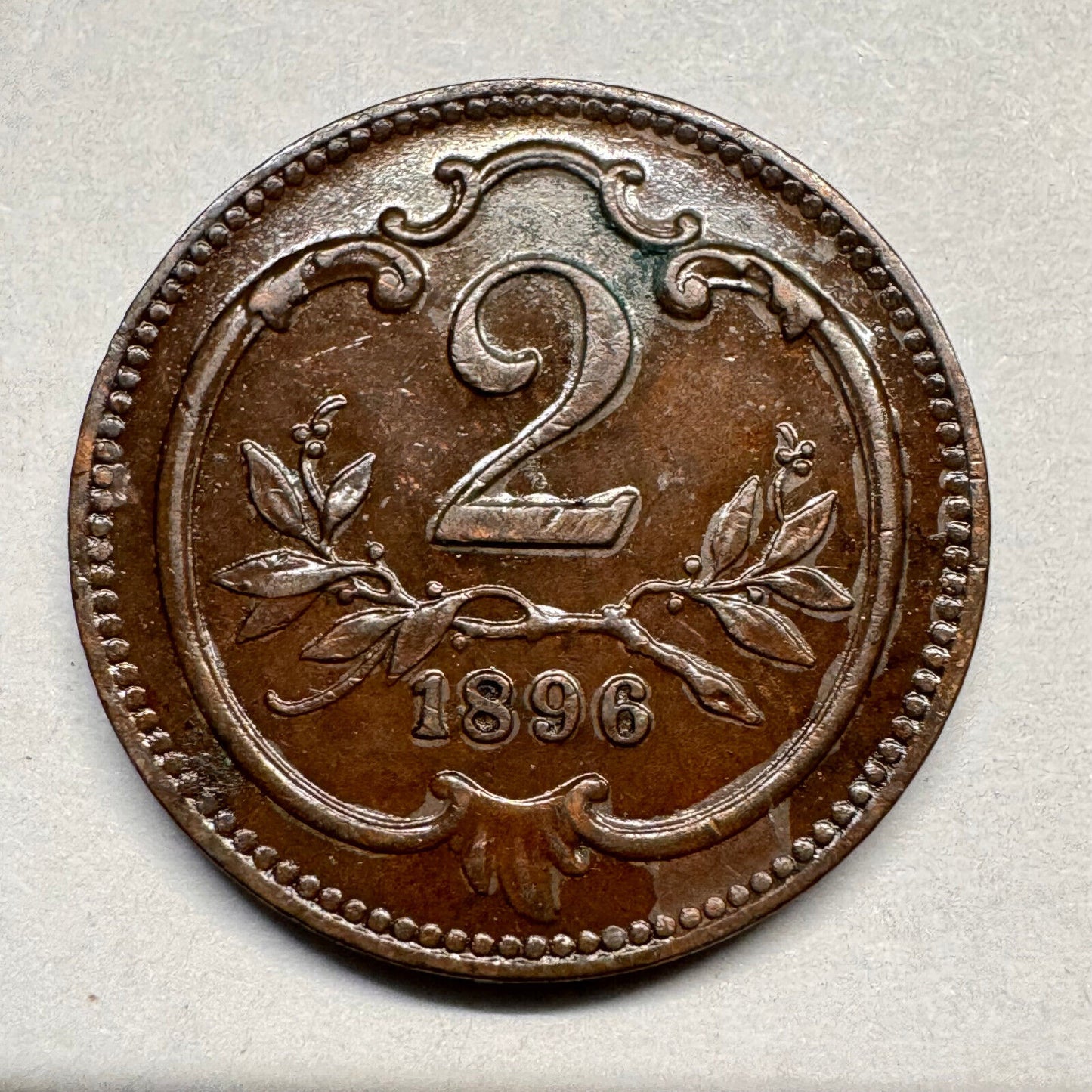 1896 Austria 2 Heller - Beautiful Coin - #A-023