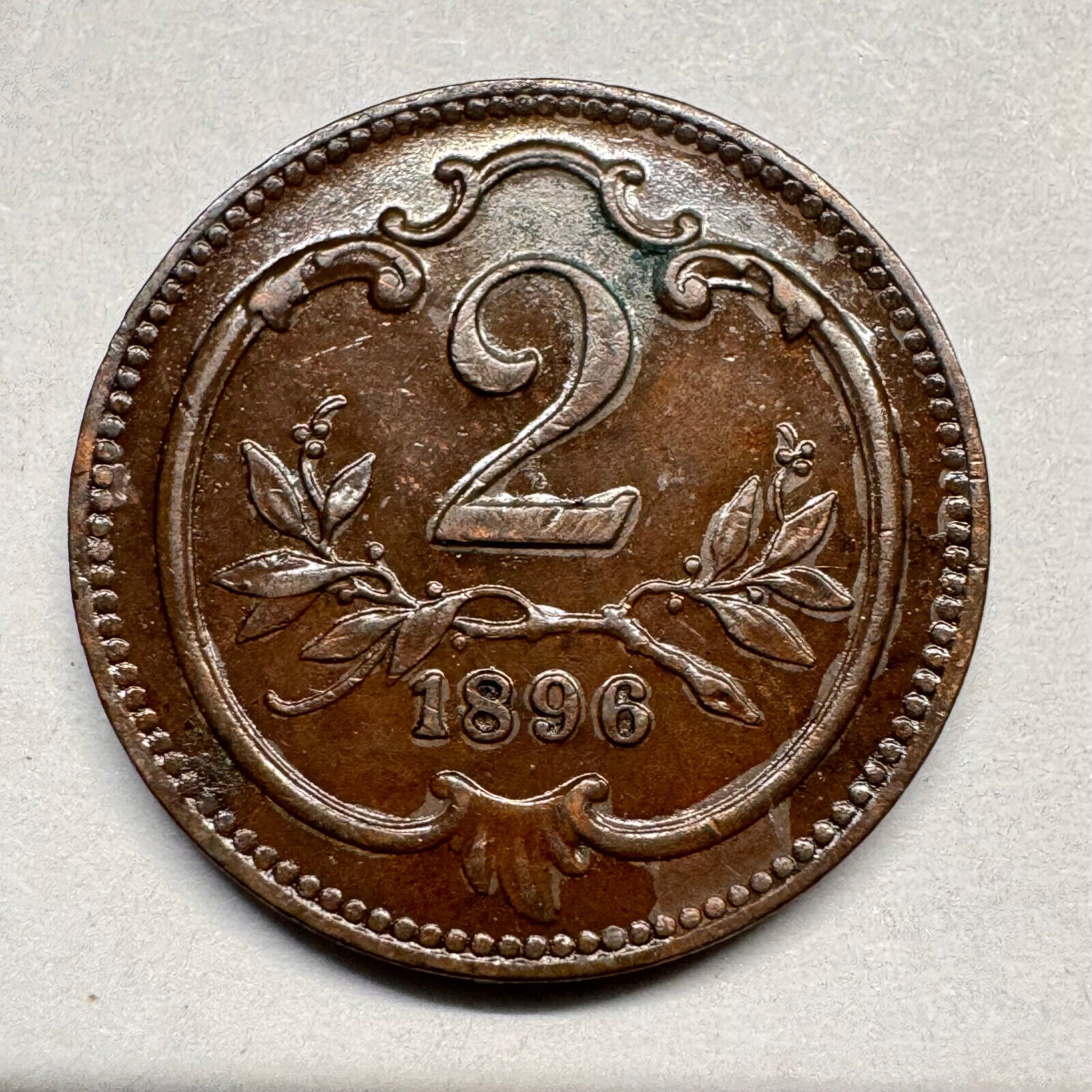 1896 Austria 2 Heller - Beautiful Coin - #A-023