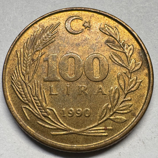 1990 Turkey 100 Lira - Beautiful Coin - #A-051