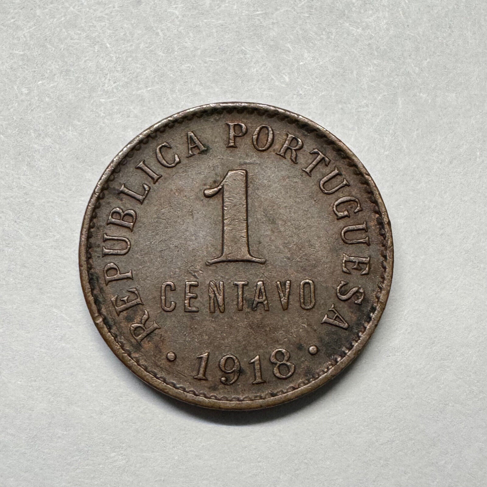 1918 Portugal 1 Centavo - Beautiful Coin - #B-009