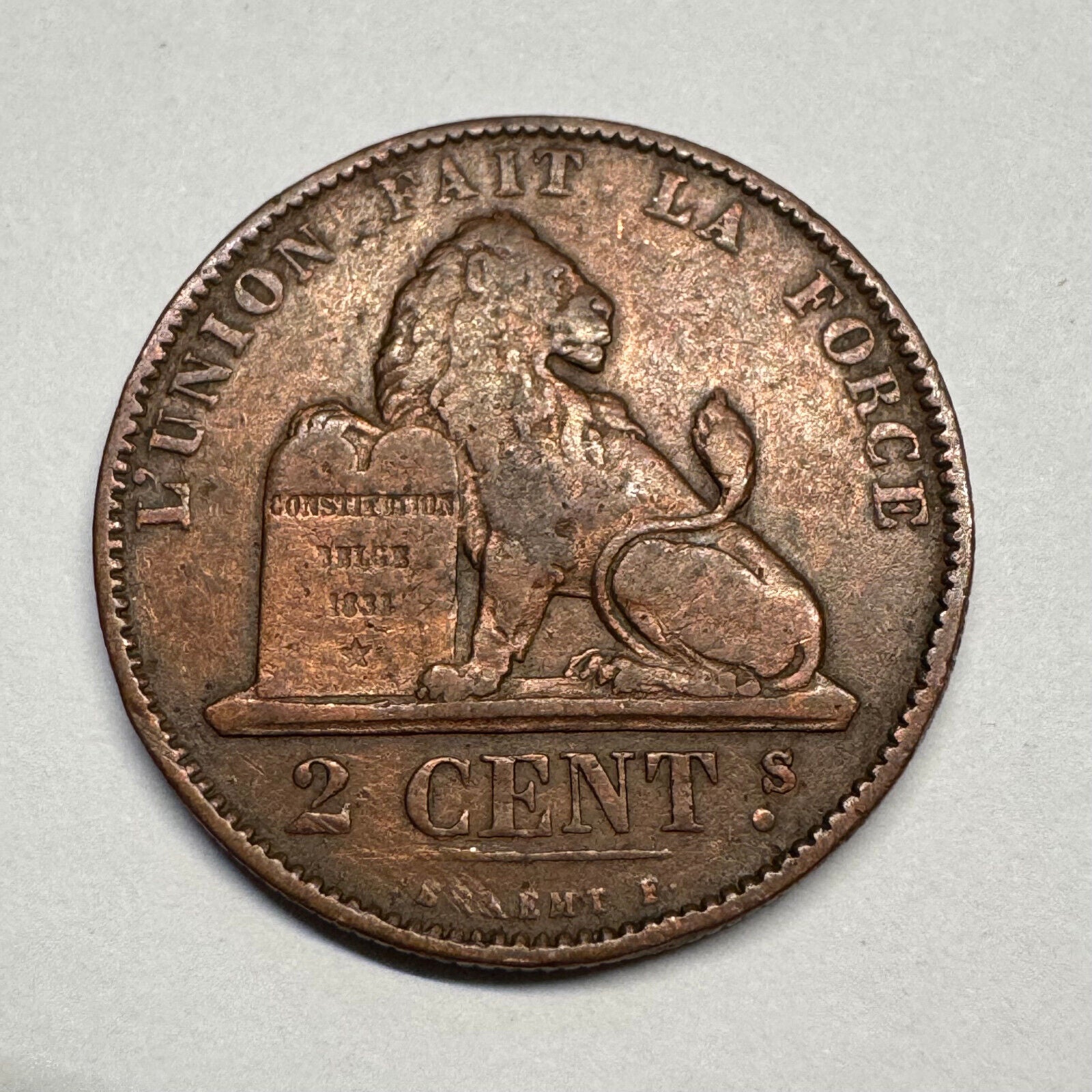 1874 Belgium 2 Centimes - Beautiful Coin - #B-055