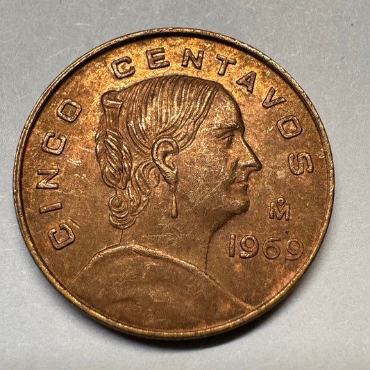 1969 Mexico 5 Centavos - Beautiful Coin - #A-014
