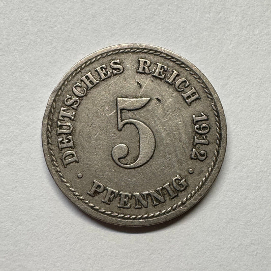 1912 Germany 5 Pfennig - Beautiful Coin - #B-050