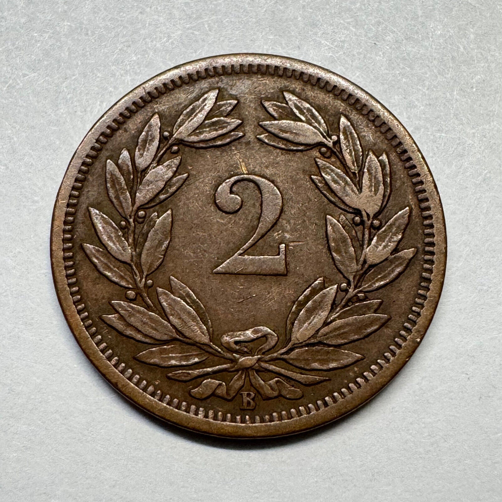 1886 Switzerland 2 Rappen - Beautiful Coin - #B-010