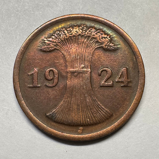 1924 Germany 2 Reichspfennig - Beautiful Coin - #A-096