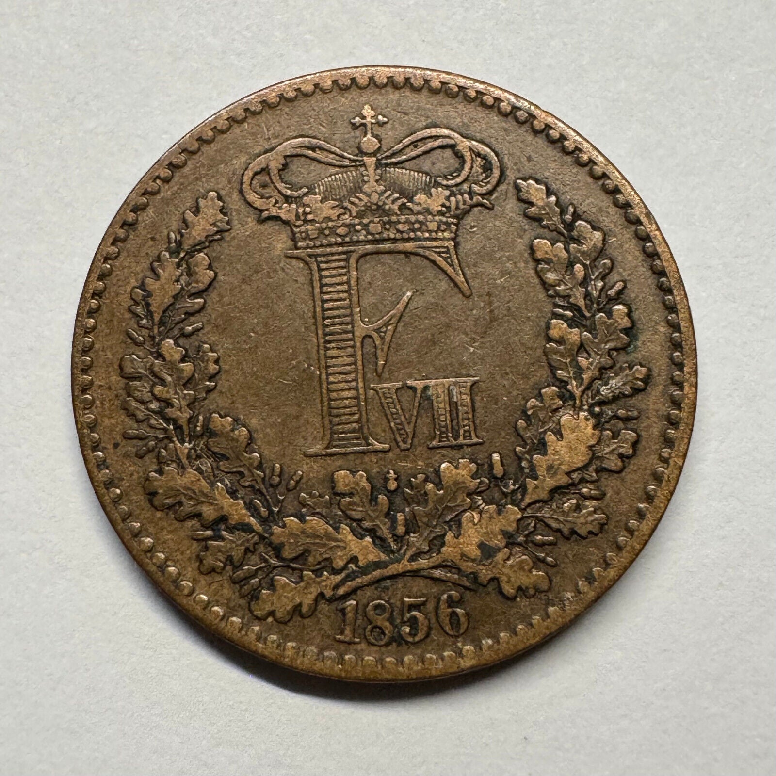 1856 Denmark 1  Skilling Rigsmont- Beautiful Coin - #B-041