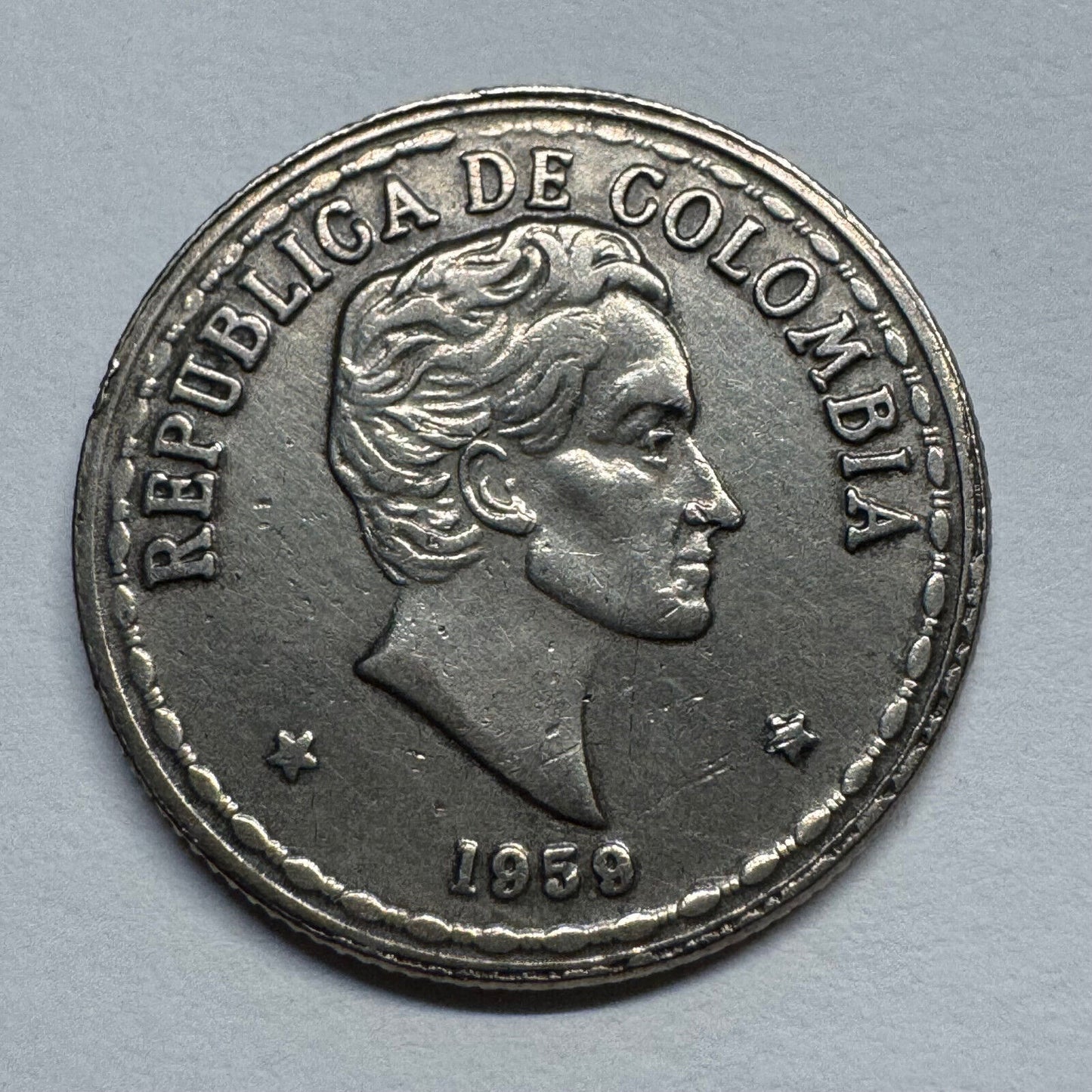 1959 Colombia 25 Centavos - Beautiful Coin - #B-057