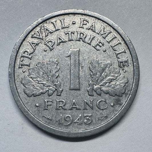 1943 France 1 Franc - Beautiful Coin - #A-099