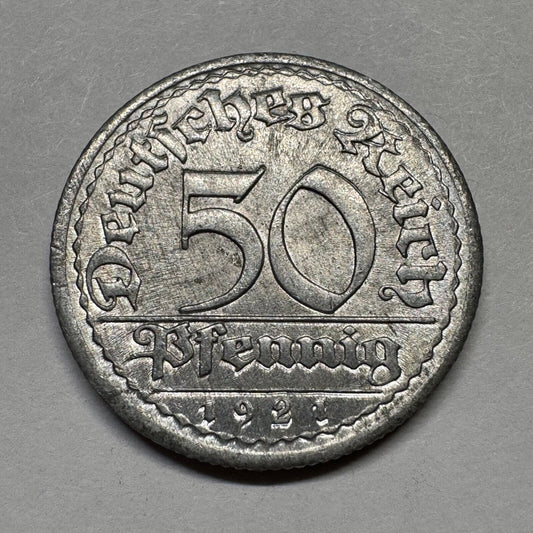1921 Germany 50 Pfennig - Beautiful Coin - #A-100
