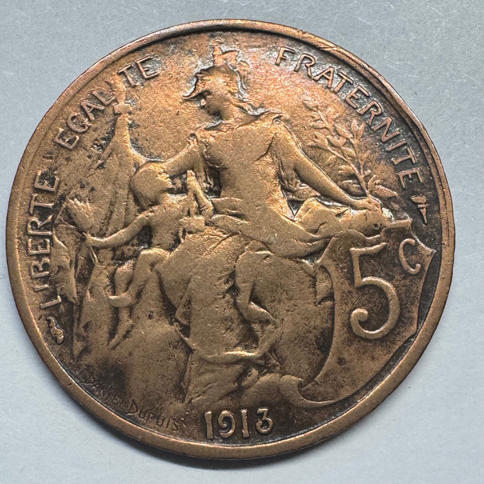 1913 France 5 Centimes - Beautiful Coin - #A-099