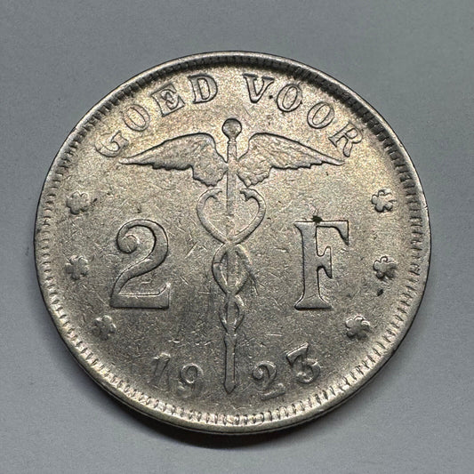 1923 Belgium 2 Francs - Beautiful Coin - #B-055