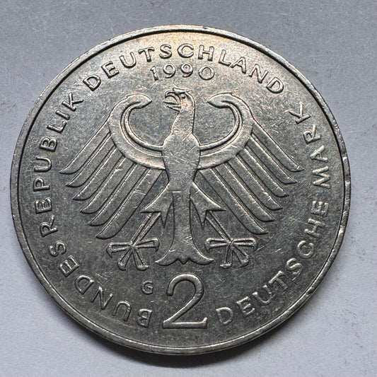 1990 Germany 2 Mark - G - Beautiful Coin - #A-051