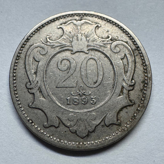 1895 Austria 20 Heller - Beautiful Coin - #A-095