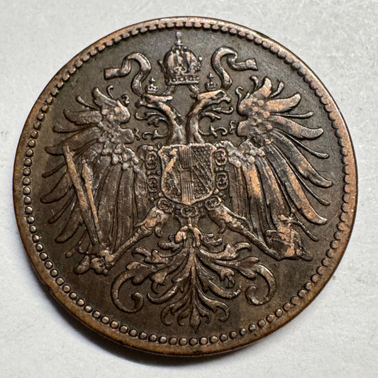 1899 Austria 2 Heller - Beautiful Coin - #A-081