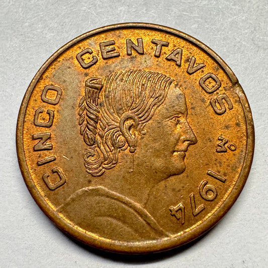 1974 Mexico 5 Centavos - Beautiful Coin - #A-038