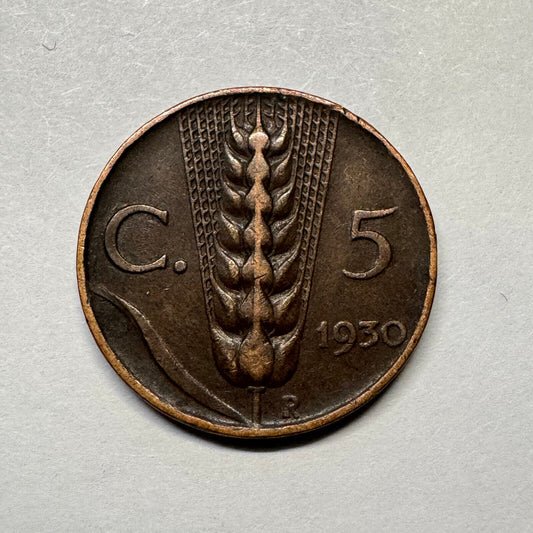 1930 Italy 5 Centesimi - Beautiful Coin - #B-007
