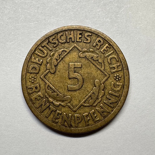 1924 Germany 5 Rentenpfennig - Beautiful Coin - #B-019