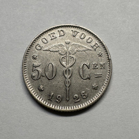 1928 Belgium 50 Centimes - Beautiful Coin - #B-023