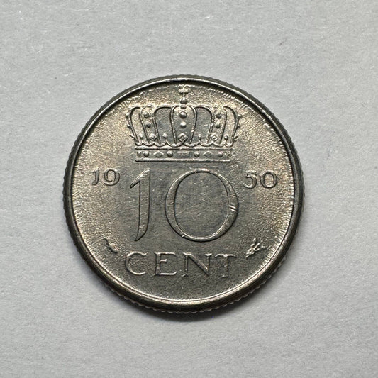 1950 Netherlands 10 Cents - Beautiful Coin - #B-015