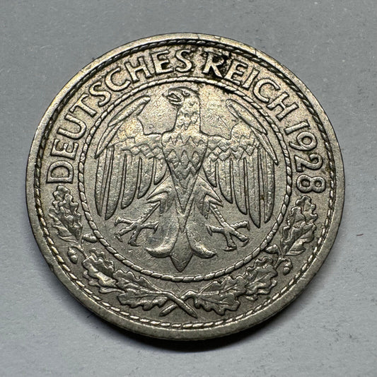 1928 Germany 50 Reichspfennig - Beautiful Coin - #A-011