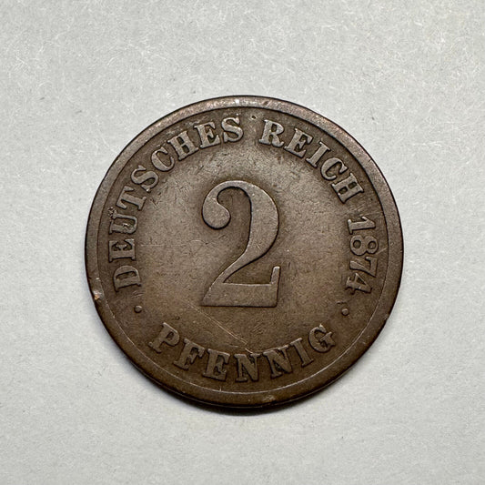 1874 Germany 2 Pfennig - Beautiful Coin - #B-009
