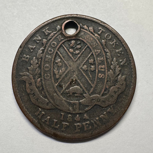 1844 Canada Bank of Montreal 1/2 Penny - Beautiful Coin - #B-025