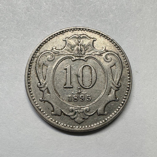 1895 Austria 10 Heller - Beautiful Coin - #B-009