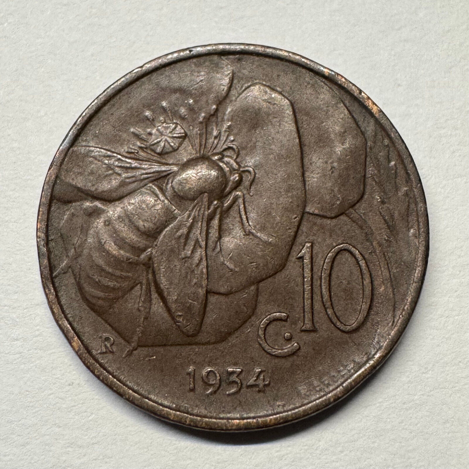 1934 Italy 10 Centesimi - Beautiful Coin - Lot #B-044