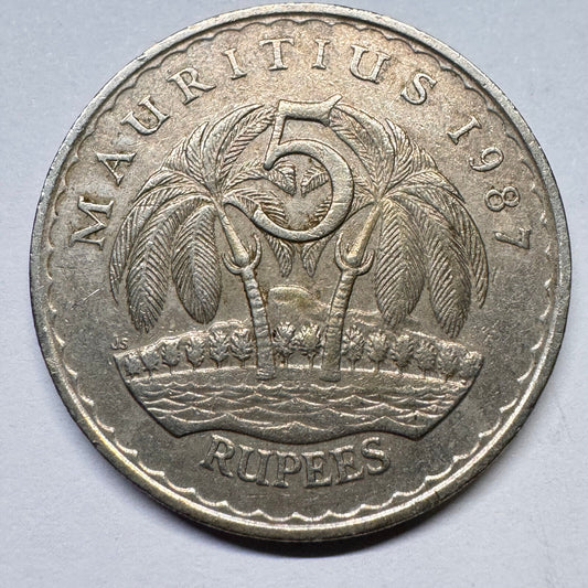 1987 Mauritius 5 Rupees - Beautiful Coin - #A-021