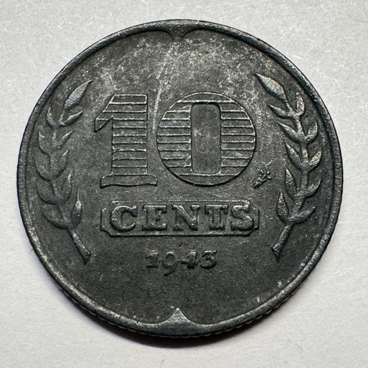 1943 Netherlands 10 Cents - Beautiful Coin - #A-090