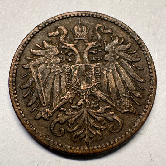 1896 Austria 2 Heller - Beautiful Coin - #A-061