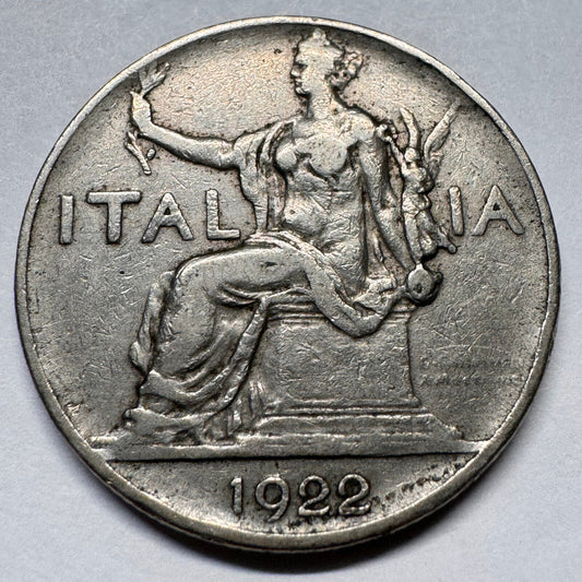 1922 Italy 1 Lira - Beautiful Coin - #A-044