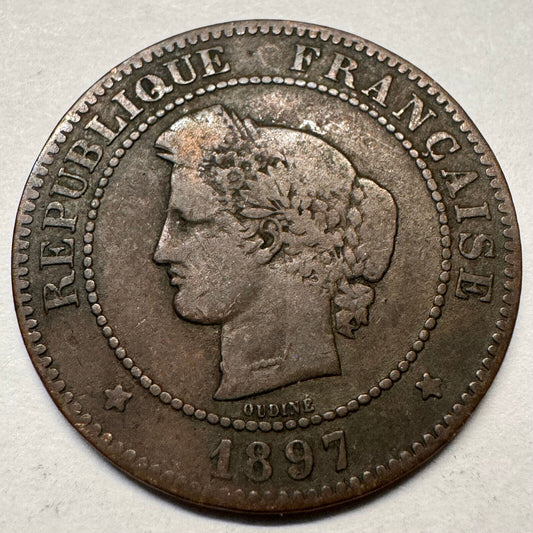 1897 France 5 Centimes - Beautiful Coin - #A-059