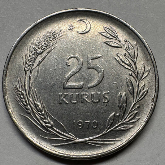1970 Turkey 25 Kurus - Beautiful Coin - #A-092