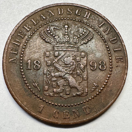 1898 Netherlands East Indies Indonesia 1 Cent - Beautiful Coin - #A-082