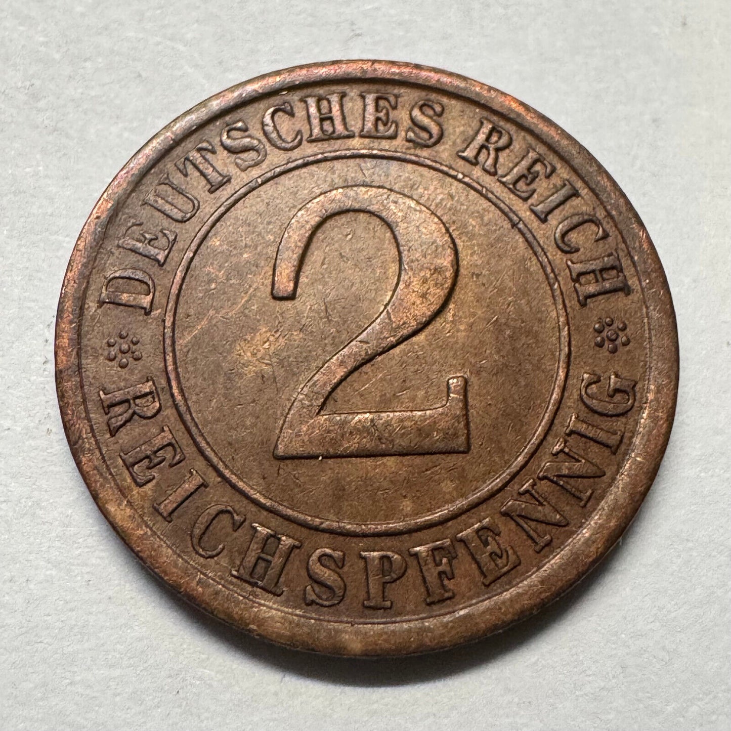 1925 Germany 2 Reichspfennig - Beautiful Coin - #A-091
