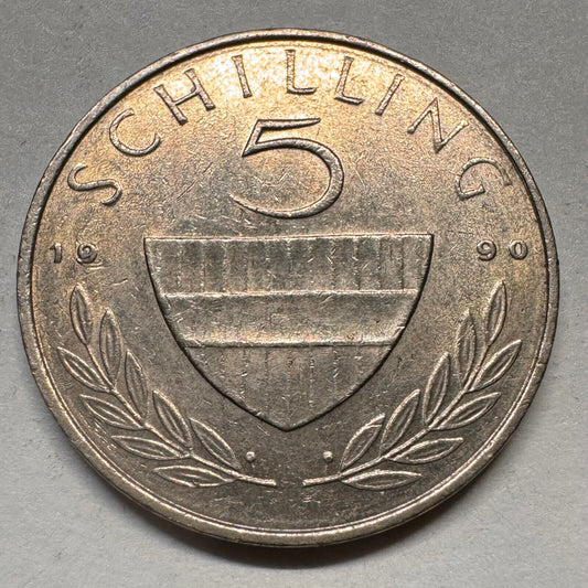 1990 Austria 5 Schilling - Beautiful Coin - #A-063