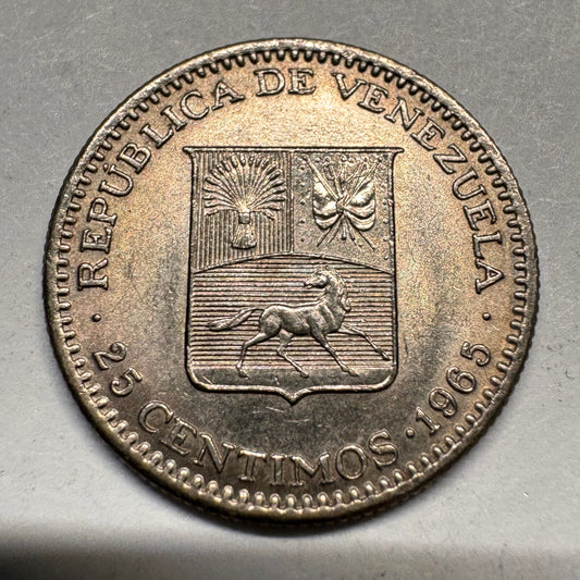 1965 Venezuela 25 Centimos - Beautiful Coin - #A-029