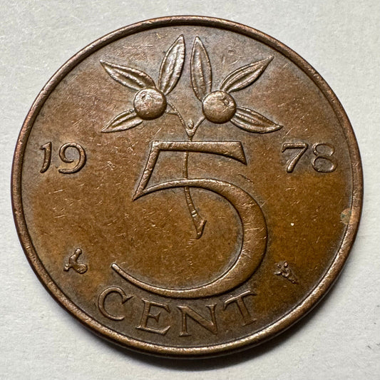 1978 Netherlands 5 Cents - Beautiful Coin - #A-091