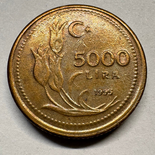 1995 Turkey 5000 Lira - Beautiful Coin - #A-019