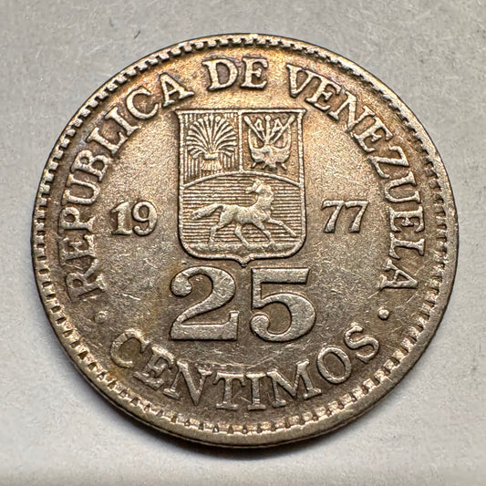 1977 Venezuela 25 Centimos - Beautiful Coin - #A-025