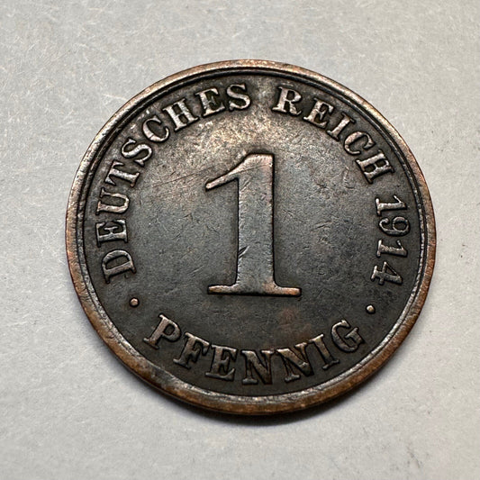 1914 Germany 1 Pfennig - Beautiful Coin - #A-014