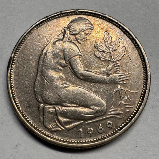 1969 Germany 50 Pfennig - F - Beautiful Coin - #A-050