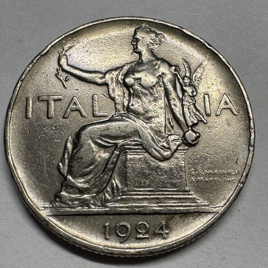 1924 Italy 1 Lira - Beautiful Coin - #A-076