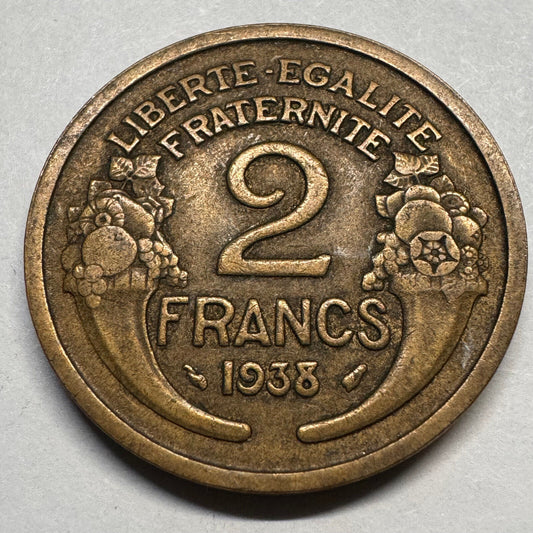 1938 France 2 Francs - Beautiful Coin - #A-052